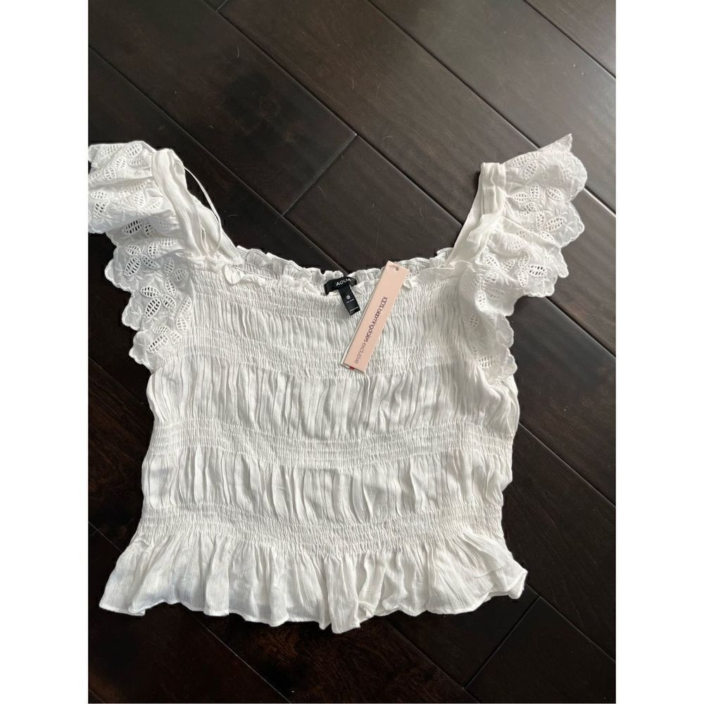 NWT Aqua Womens Eyelet Square Neck Cropped